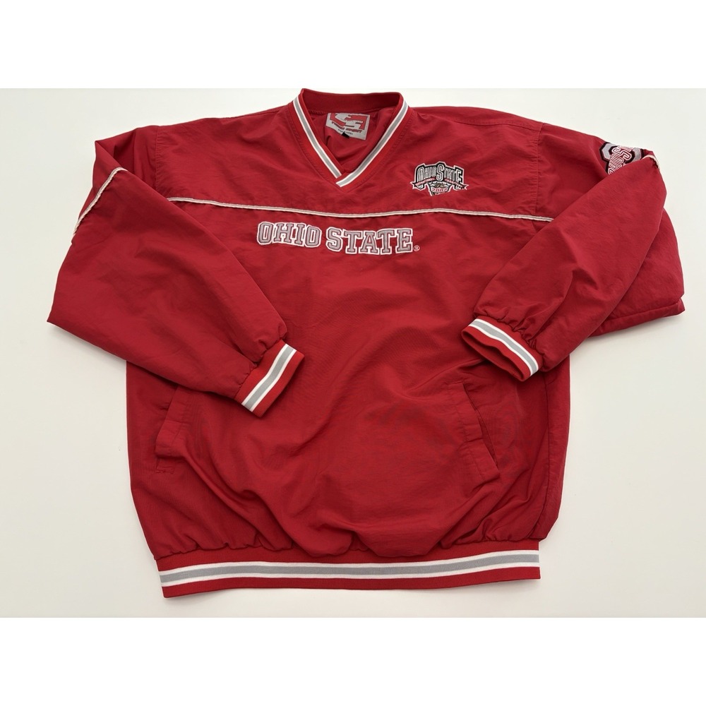 VTG 2002 Ohio State Buckeyes National Champions Red Pullover Windbreaker SZ XXL